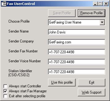Manage your user settings in WinFax or TalkWorks. Allows for multiple users.