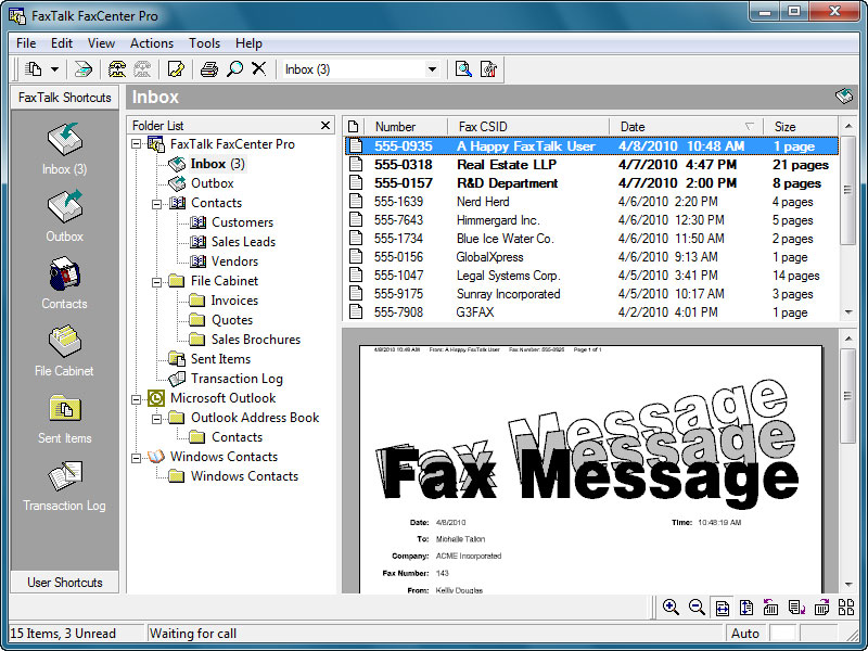 FaxTalk FaxCenter Pro Message Manager